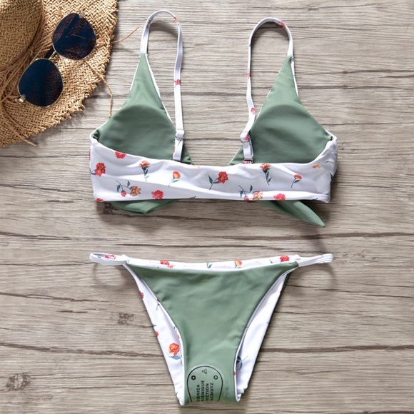 Floral White and Green Bikini - Picture 2 of 2